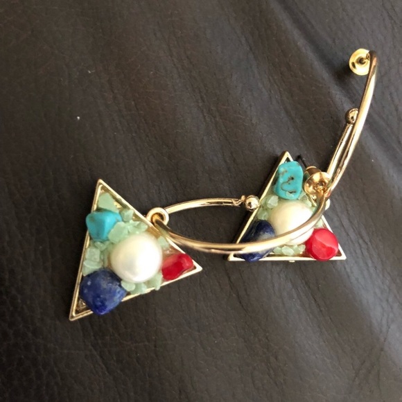 Geometric Gold Drop Earring - Picture 5 of 6